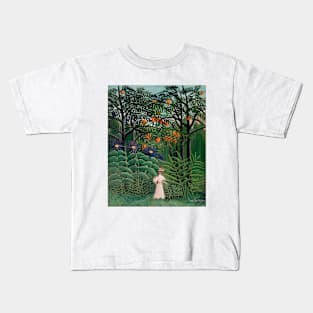 Henri Rousseau- Woman Walking in an Exotic Forest Kids T-Shirt